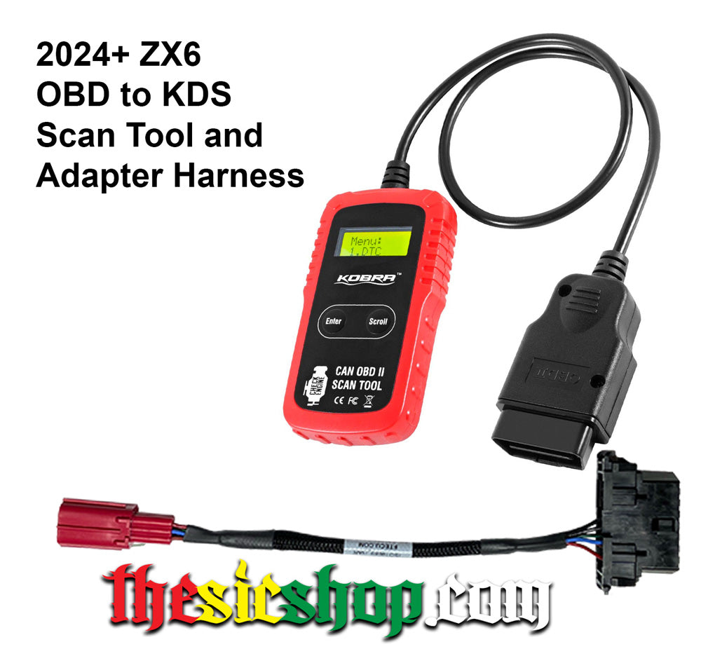 19+ Kawasaki to OBD II Adapter Harness and Scanner
