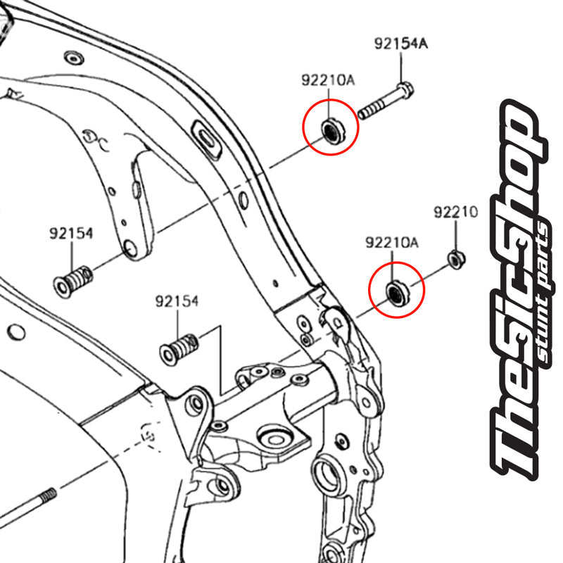 Kawasaki Engine Frame Spacer Castle Nut