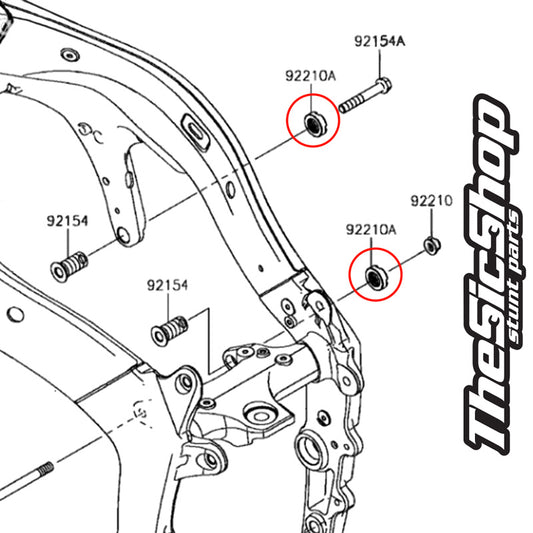 Kawasaki Engine Frame Spacer Castle Nut