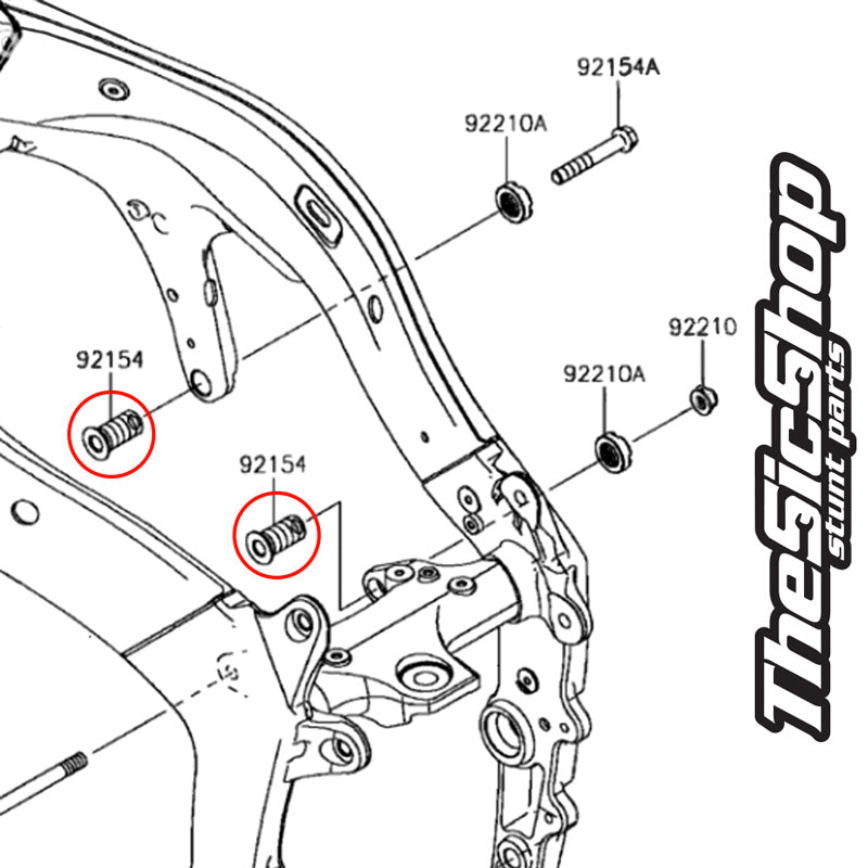Kawasaki Upper Engine Frame Spacers (2 needed)