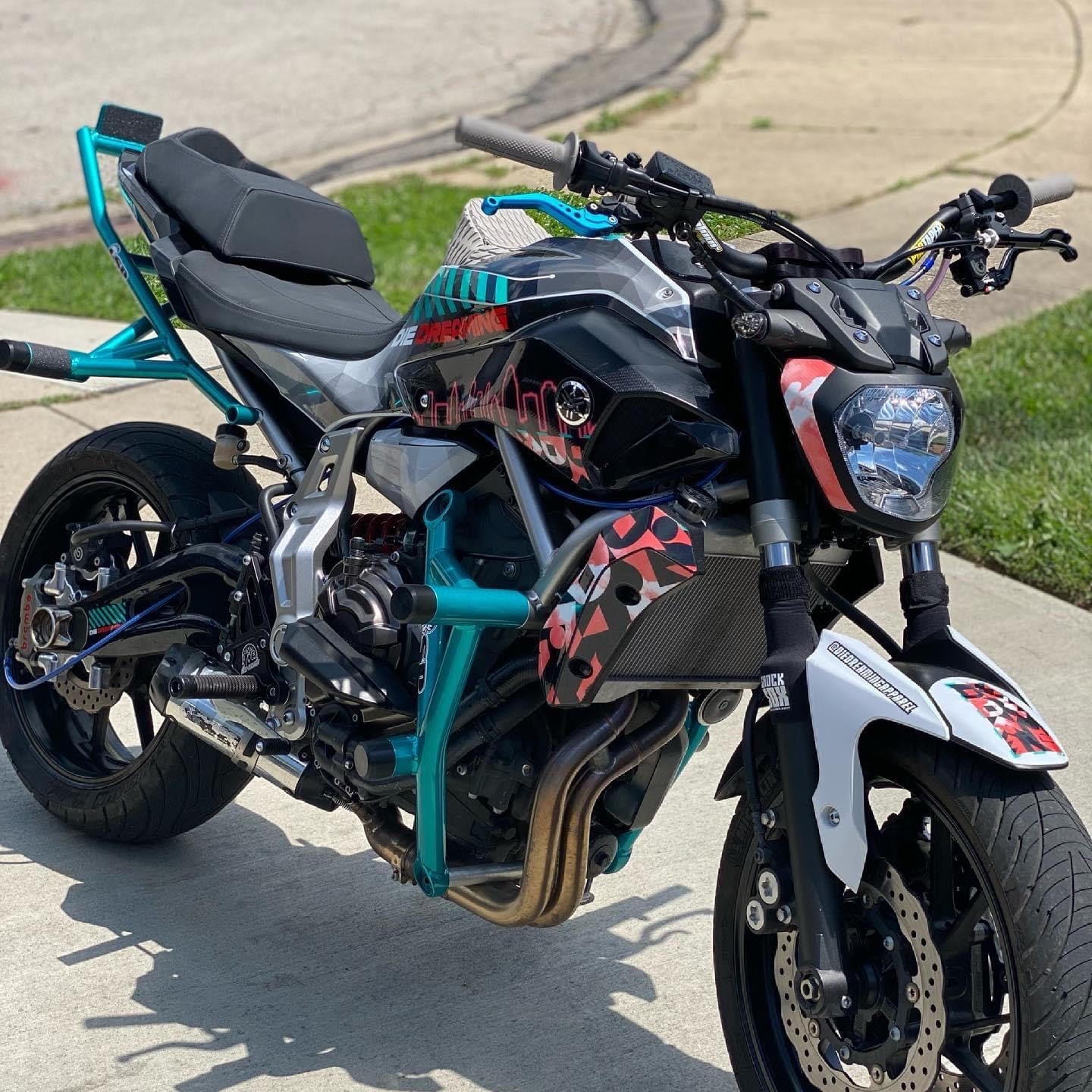 Cock's 15-23 FZ07 / MT07 Sub Cage - Scrape Bar Combo w/Titanium