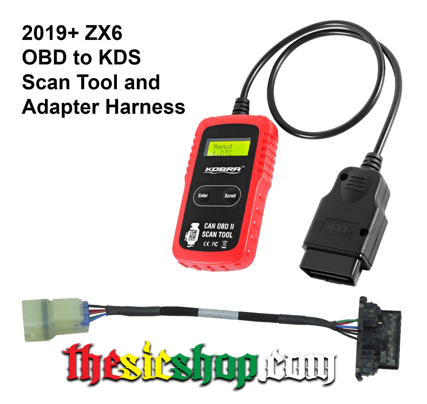 Kawasaki to OBD II Adapter Harness and Scanner