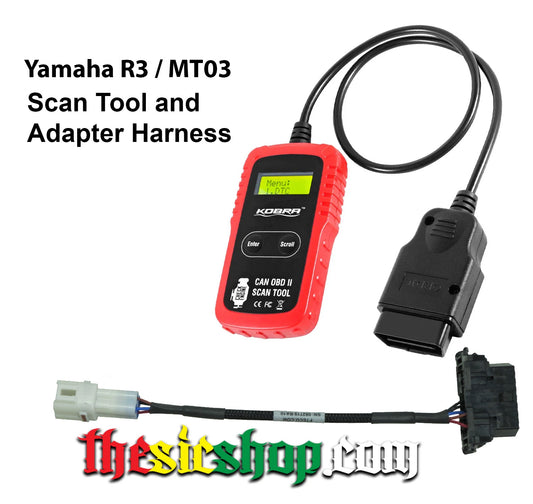 Yamaha R3 / MT03 to OBD II Adapter Harness and Scanner