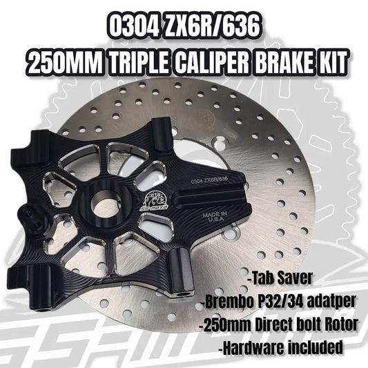SS-Moto 03-04 ZX6 250mm Triple Caliper Bracket Kit